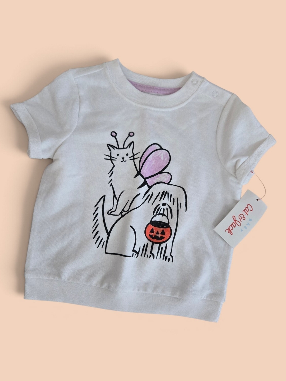 Cat & Jack Baby Halloween Trick or Treat Graphic Tee Shirt Size 18M NWT